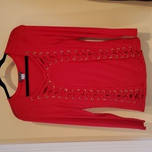 Venus Red Laced Long Sleeve Shirt
